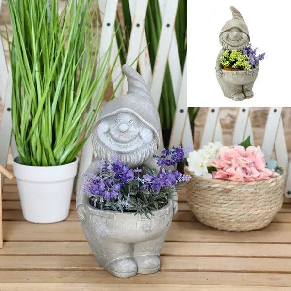 Plant pot garden gnome man, height 37 cm