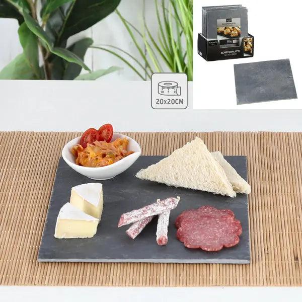 Quadratische Schiefer Servierplatte, ca. 20x20 cm &ndash; Elegantes Tischaccessoire