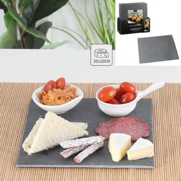 Quadratische Schiefer Servierplatte, ca. 30x30 cm &ndash; Modernes Design