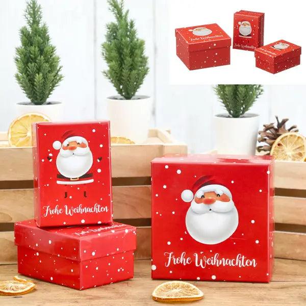 Quadratisches Boxenset 'Frohe Weihnachten', Rot, 3er-Set