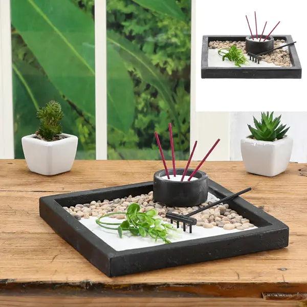 Quadratisches Zen-Garten-Set, Entspannungsschale, ca. 20x20 cm