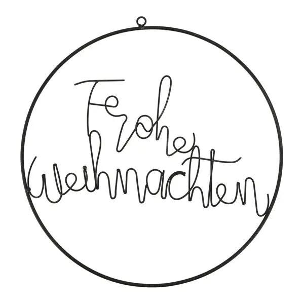 Ring zum H&auml;ngen 'Frohe Weihnachten', schwarz, 35 cm Durchmesser &ndash; Festlicher T&uuml;rkranz, modern