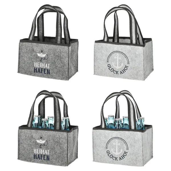 Robuster Flaschentr&auml;ger aus Filz AHOI 2er-Set &ndash; Stilvoller Getr&auml;nketr&auml;ger f&uuml;r einfachen Transport