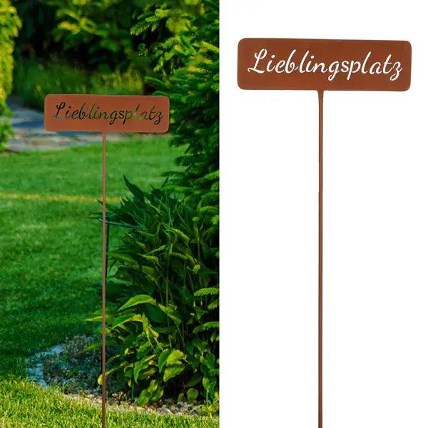 Rostiger Gartenstecker 'Lieblingsplatz', 110 cm &ndash; Charmante Gartendeko