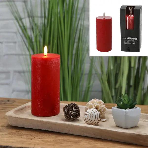 Rostrote LED Kerze 'New Flame', Gro&szlig;, 7,5x15cm - Antik Stil Deko