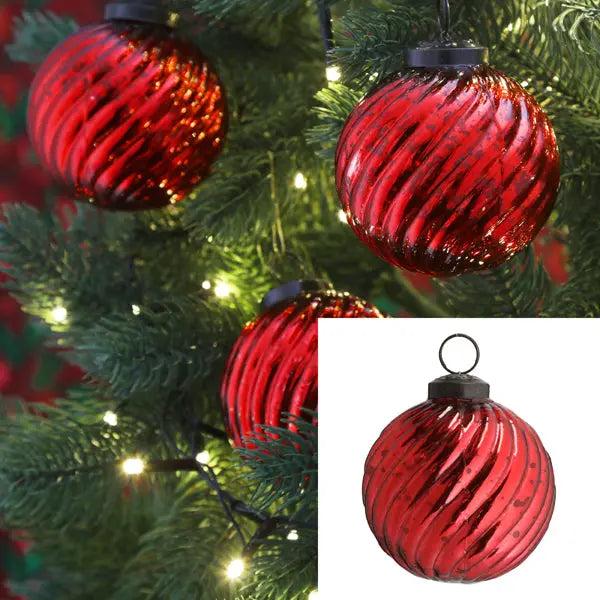Rote Raute Christbaumkugel, Durchmesser 8 cm - Festlicher Baumschmuck