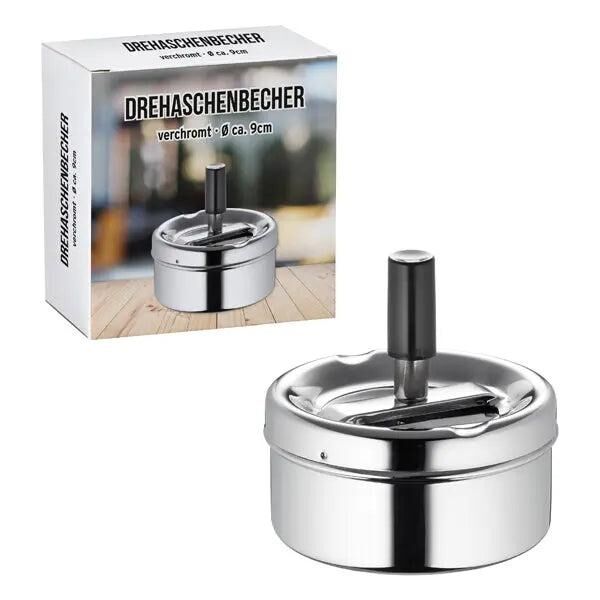 Rotierender Chrom-Ascher - Kompakter Drehascher - Kleiner Runder Aschenf&auml;nger