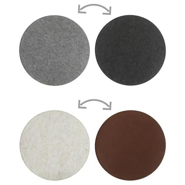 Runde Filz-Sitzkissen Hellgrau, Durchmesser 35cm, 2er Set