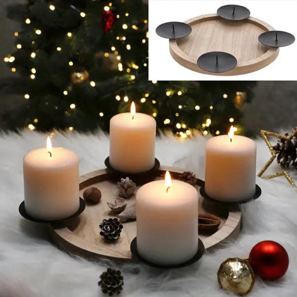 Rundes Adventsleuchter-Tablett, klein, Durchmesser 28cm - Weihnachtsdeko