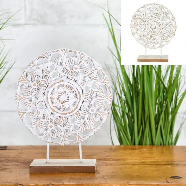 Rundes Deko-Objekt in Wei&szlig;-Gold, Elegantes Design, ca. 29cm Hoch