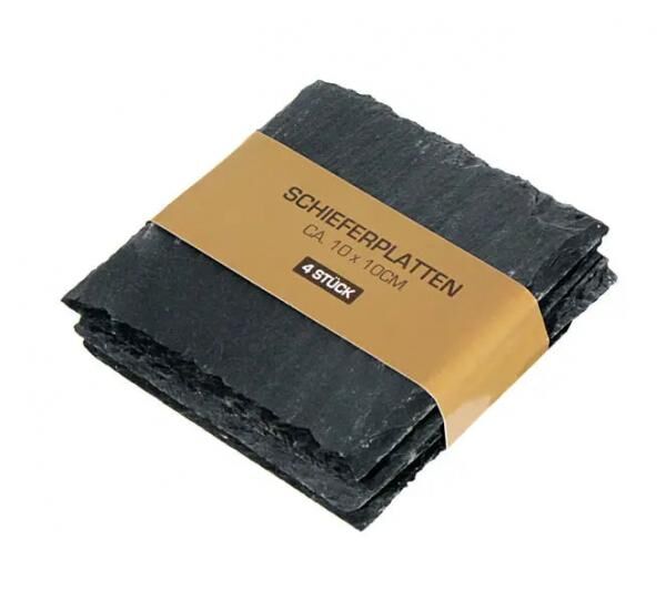 Schiefer Glasuntersetzer, 4er Set, Ca. 10x10 cm - Eleganter Oberfl&auml;chenschutz