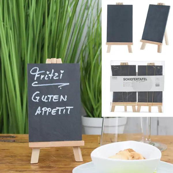 Slate board set with stands, 2 pieces, 21x20x3cm