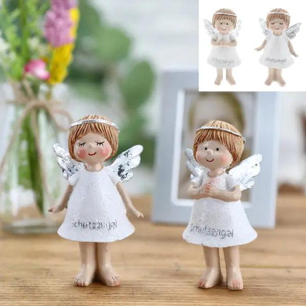 Schutzengel M&auml;dchen Figuren mit Spruch, 2er-Set, 8,5cm Hoch