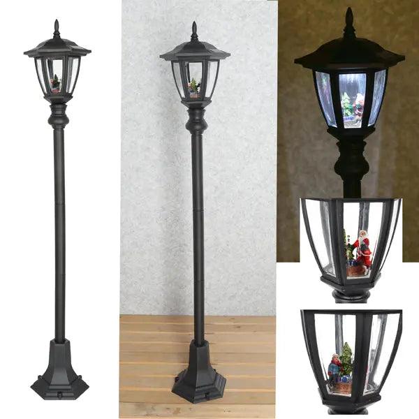 Schwarze LED-Solar-Weihnachtslaterne, Elegante Au&szlig;enbeleuchtung, 105cm