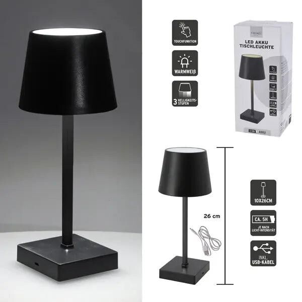 Black USB LED desk lamp, 26cm, Elegant & Flexible