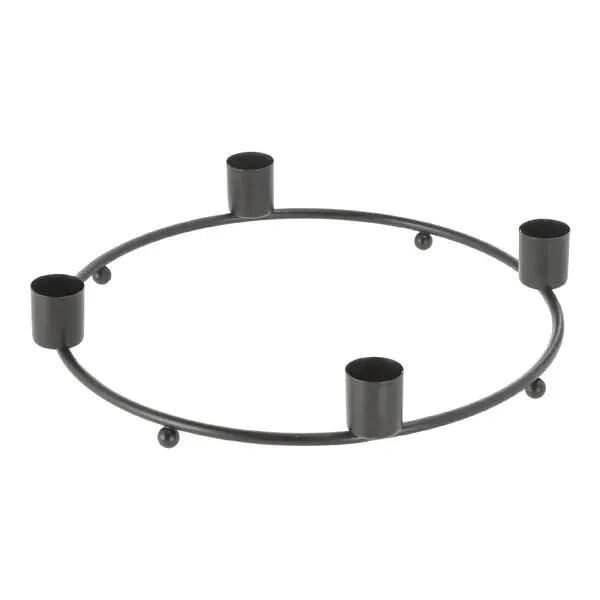 Schwarzer Adventskranz f&uuml;r Stabkerzen, Festliche Deko, &Oslash; 25 cm