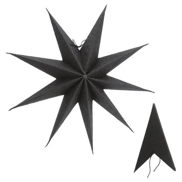 Schwarzer Jute Papierstern, 9 Zacken, Durchmesser 60cm, L&auml;ndliche Deko