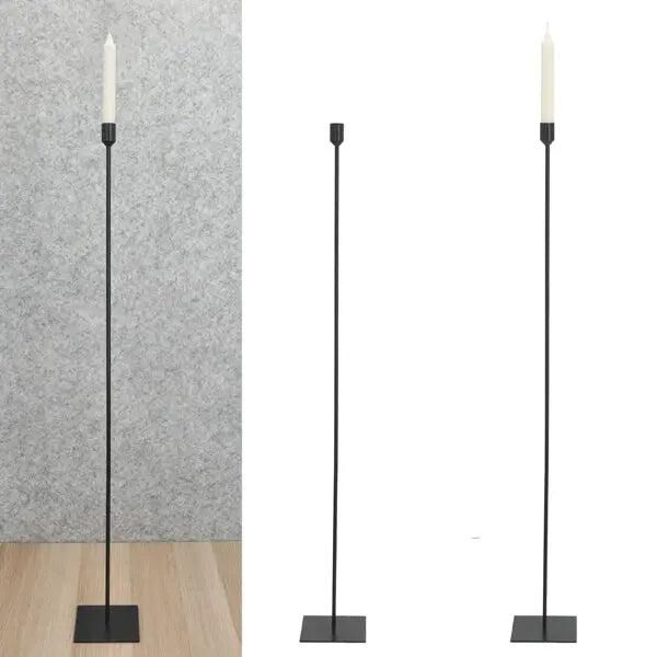 Schwarzer Metall-Kerzenst&auml;nder, 92 cm Hoch - Moderner Standkerzenhalter