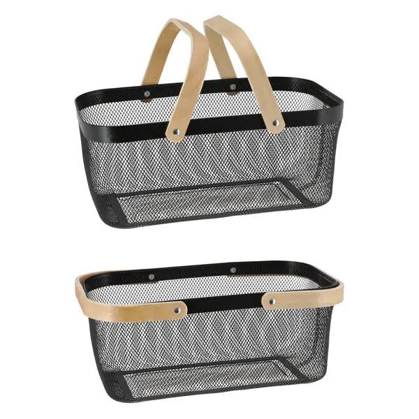 Black metal basket, versatile, 40x17cm