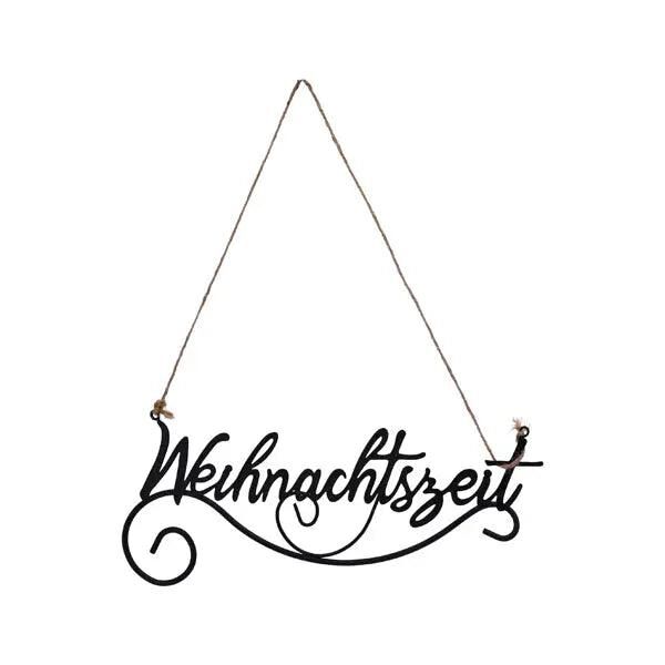 Schwarzer Wandh&auml;nger 'Weihnachtszeit', 26 cm Breite