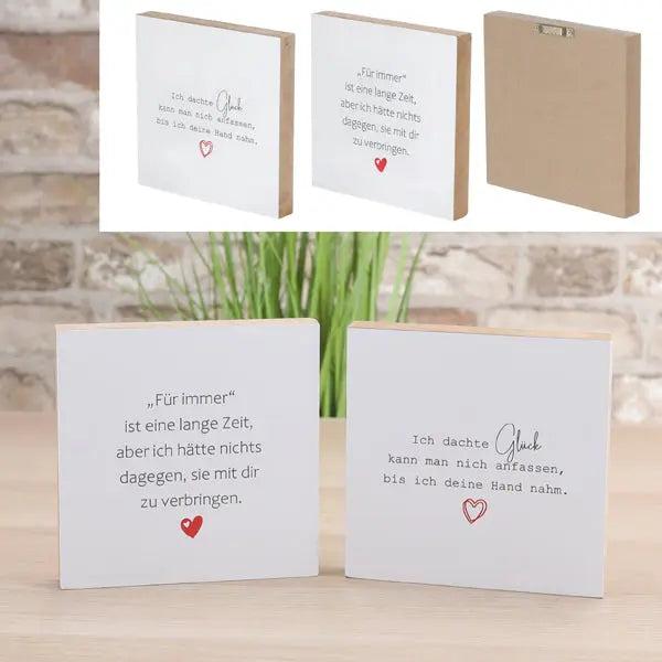 Set aus 3 Liebesbildern zum Aufstellen, je 15x15 cm - Romantische Deko-Akzente