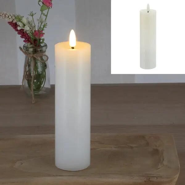 SHINE LED Echtwachskerze, Wei&szlig; - Schlankes Design, 5x15 cm