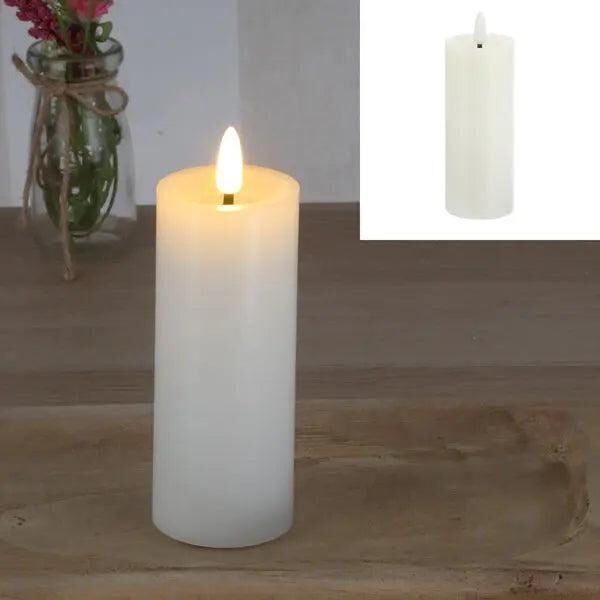 SHINE LED Echtwachskerze, Wei&szlig; - Schlichtes Design, 5x12,5 cm