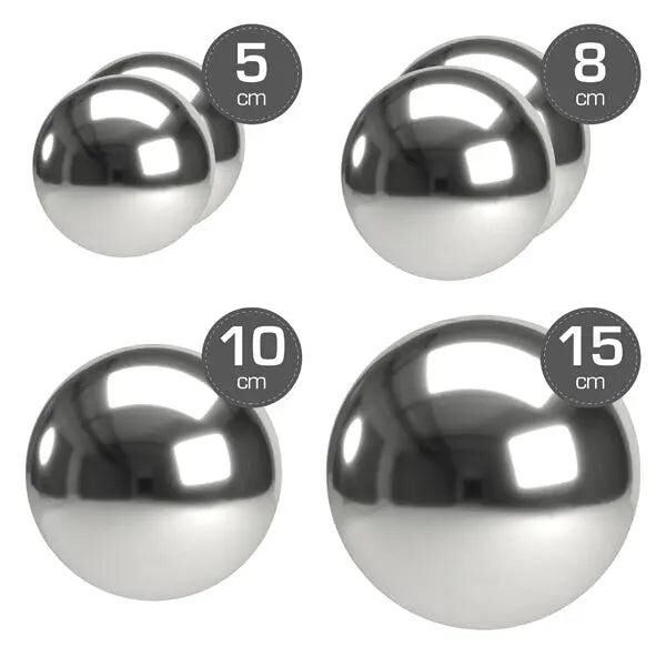 Silver decorative baubles, 4 sizes assorted, set of 6 - Elegant decorative baubles