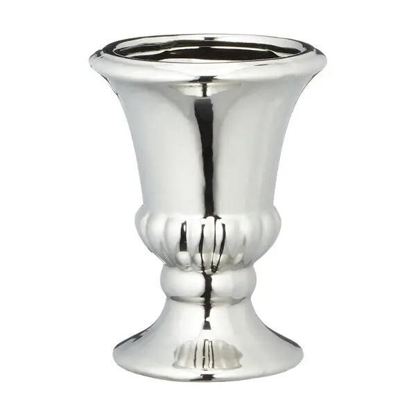 Silberne kleine Bodenvase, ca. 16cm H&ouml;he | Elegante silberfarbene Dekovase | Moderne Bodendekoration