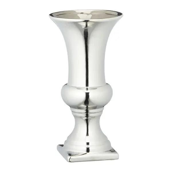 Silberne kleine Bodenvase, ca. 25cm H&ouml;he | Elegante Dekovase | Silberfarbene Boden-Dekoration