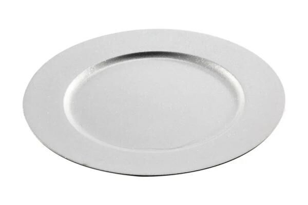 Silberner Glitzer-Dekoteller, Durchmesser ca. 33 cm - Glamour&ouml;ses Wohnaccessoire