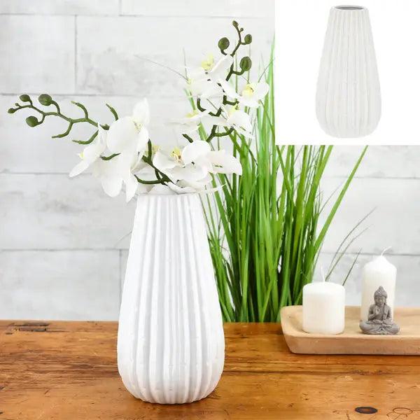 Small White Ceramic Vase 15cm - Conical Design 1 Elegant Decor