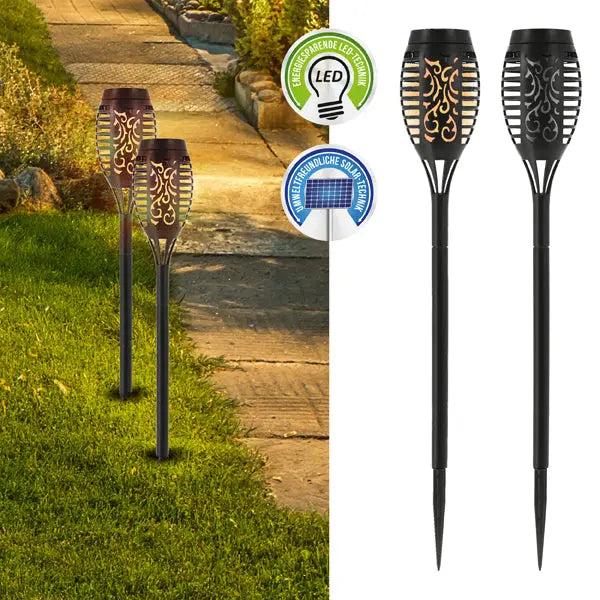 Solar LED Fackel mit Flammeneffekt, 50cm Hohe Gartenbeleuchtung