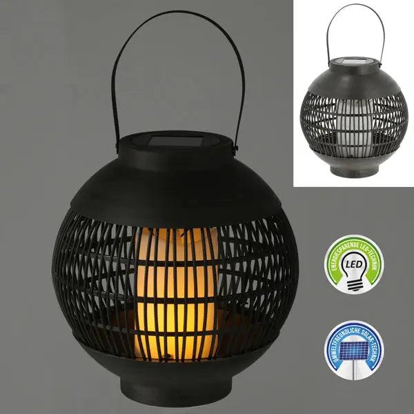 Solar LED Laterne, Schwarz mit Gittermuster, 23cm Hoch, Au&szlig;enbeleuchtung