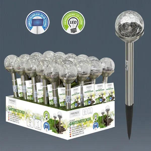 Solar LED Wegleuchte Crackle Glas, gro&szlig;, 8cm Durchmesser - Stilvolle Gartenbeleuchtung