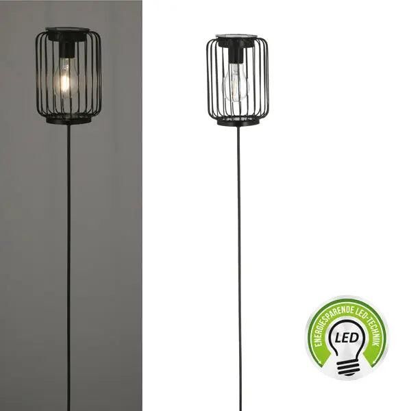 Solarbetriebene LED-Lampe mit Stangen - Schwarz, Steckdose, ca. 100cm H&ouml;he: Effiziente Beleuchtung im Freien