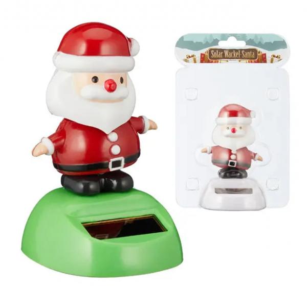 Solarbetriebener Wackel-Weihnachtsmann &ndash; Umweltfreundliche Festtagsdeko, 8cm Hoch