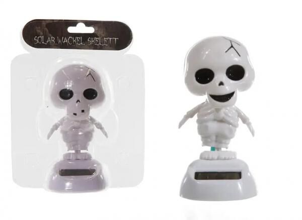 Solarbetriebenes Wackel-Skelett &ndash; Umweltfreundlich, Wei&szlig;, 10cm Hoch