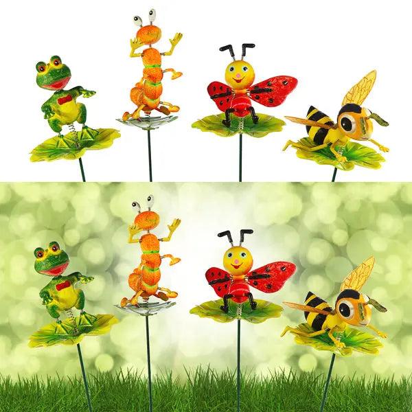 Stecker Tierfiguren auf Laub - 4er Set, sortierte Motive