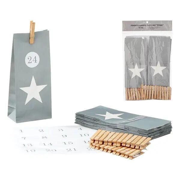 Sternen Adventskalender Bastelset, 72-teilig - Weihnachtlicher DIY Spa&szlig;
