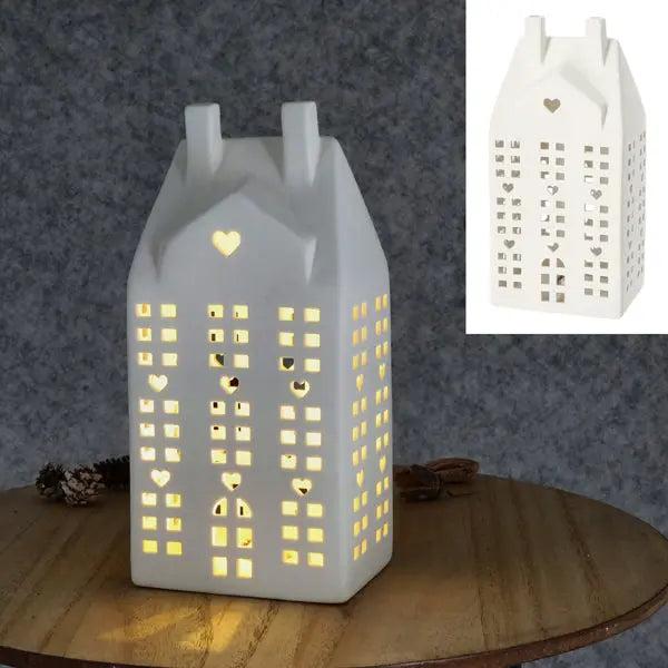 Strahlendes Haus in Wei&szlig;, Herzform, M, ca. 22cmH - Verbreiten Sie W&auml;rme und Liebe mit LED-Design