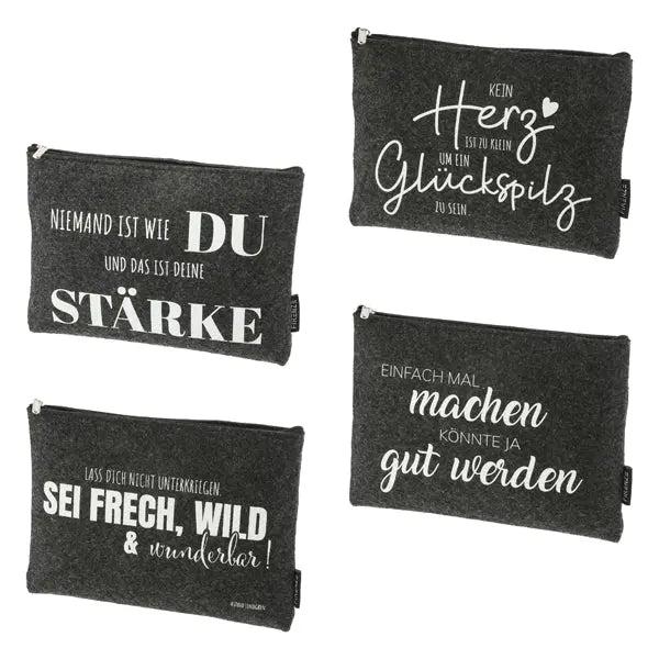 Tasche aus Filz, ca. 21,5x15,5 cm, 4er-Set &ndash; Stilvolle Filzbeutel | Moderne Filz-Aufbewahrungstaschen