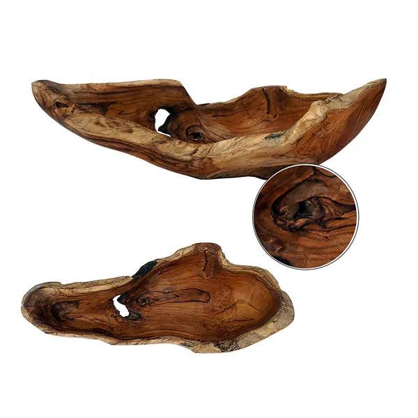 Teakholz Gef&auml;&szlig;, l&auml;ngliche Form, ca. 60cm lang