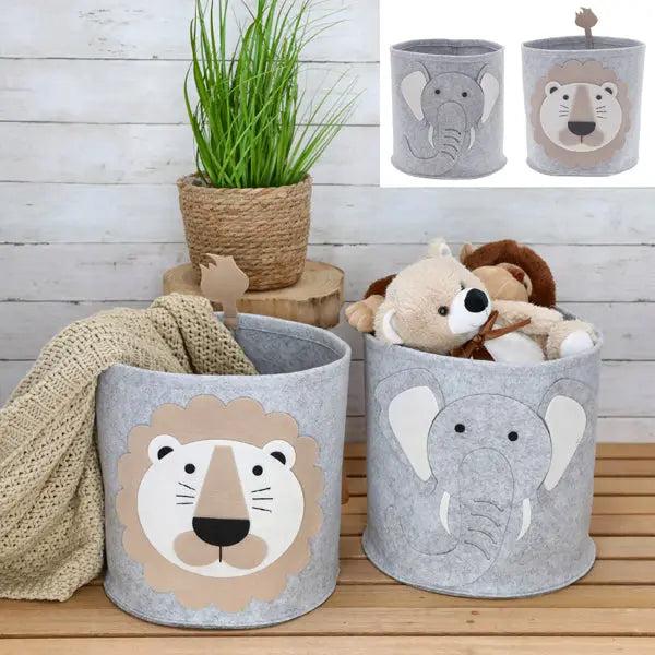 Tier Filz-Aufbewahrungskorb 2er Set, 34cm H&ouml;he - Kinderzimmer Organizer, Dekorative K&ouml;rbe