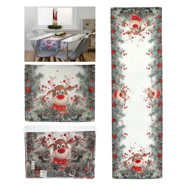 Tischl&auml;ufer Rentier-Design, ca. 40x160cm &ndash; Festliche Tischdekoration f&uuml;r Weihnachten