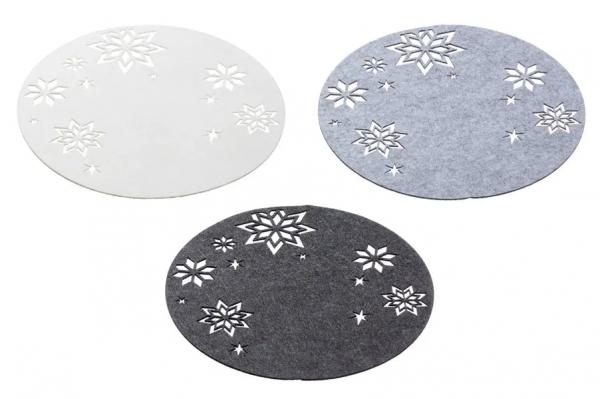Tischset Filz Weihnachtssterne, 3/s, 35cm d - Festliche Unterlagen f&uuml;r den Weihnachtstisch