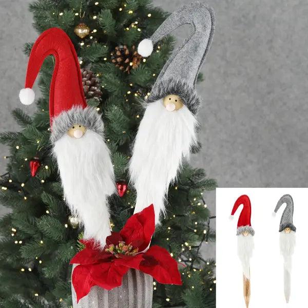 Verspielter Gartenstecker Wichtel mit Filzhut, 2er Set, 61cm - Dekorative Gartenfiguren