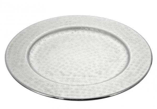 Verzierte Platte, Silber, Texturiert, Stil 2, Klein, ca. 25cmD - Elegantes Tischaccessoire!