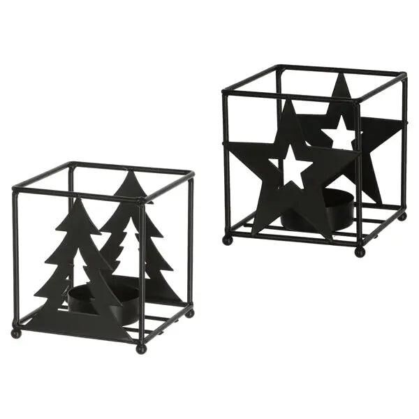 Weihnachtliche Kerzenhalter, Set aus 2, H&ouml;he 8,5 cm - Festliche Deko