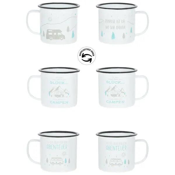 Weihnachtliche Metallbecher mit Henkel, 3er-Set, Verschiedene Motive &ndash; Festliche Tassenkollektion